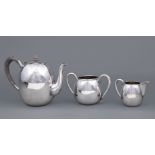 Japanese Sterling Silver Tea Service , K. Uyeda, probably early 20th c., incl. teapot, open sugar