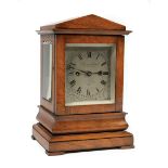 Fine William IV Walnut Mantel Clock , c. 1838, silvered dial and movement signed "Barraud & Lund/