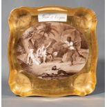 Fine Paris Porcelain Tray , 19th c., marked "...Dagoty...", with sepia scene of "Paul et