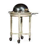 Louis XVI-Style Creme Peinte and Chrome-Mounted Carving Trolley , revolving domed cover opening to