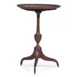 American Federal Carved Walnut Tilt-Top Candlestand , early 19th c., dished top, vasiform