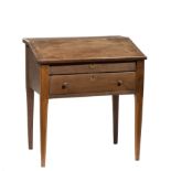 Rare Louisiana Cypress Slant Top Desk , early 19th c., hinged lid, frieze drawer, primitive brass