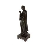Chinese Bronze Figure of a Standing Louhan , Qing Dynasty (1644-1911), fasting immortal cast with