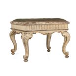 Good Antique English Creme Peinte and Carved Giltwood Stool , mid-19th c., dated and labeled "