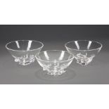 Three Steuben Glass "Spiral" Bowls , etched marks, #8060, designed 1954 by Donald Pollard, h. (