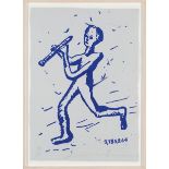 Jonathan Borofsky (American/Massachusetts, b. 1942) , "Pied Piper", 1990, lithograph on handmade