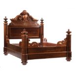 American Rococo Carved Mahogany Bedstead , mid-19th c., New Orleans, attr. to retailer Prudent