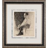 Ellsworth Woodward (American/Louisiana, 1861-1939) , "Seated Boy, Munich", 1881, ink on paper,