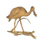 Austrian Gilt Bronze Figure of a Heron , c. 1900, Franz Bergman, fully marked, heron among