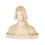 Angiolo Malavolti (Italian, 1876-1947) , "Bust of a Maiden", carved alabaster, signature incised