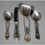 Group of American Coin Silver Flatware , Albert Coles, New York, wc. 1835-1875, incl. a "Mars"