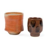 Two Japanese-Style Pottery Chawan , 20th c., incl. Nick Rees tenmoku-style for Muchelny, impressed