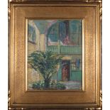 Anne Wells Munger (American/Mississippi, 1862-1945) , "Corner of Brulatour Courtyard", oil on canvas