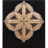 George Bauer Dunbar (American/New Orleans, b. 1927) , "Coin du Lestin", gold leaf on black clay,