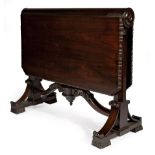 American Late Classical Carved Rosewood Sunderland Table , mid-19th c., ripple molded drop-leaf top,