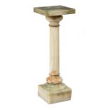 Continental Bronze-Mounted Onyx Pedestal , late 19th/early 20th c., square top, columnar support,