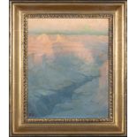 Louis Akin (American/Arizona, 1868-1913) , "Full Sun over the Grand Canyon", 1904, oil on board,