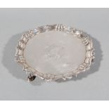 George II Sterling Silver Waiter , London, 1743-44, Robert Abercromby, with shell and scroll border,