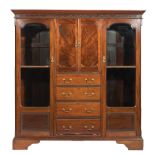 Late Georgian Carved Mahogany Cabinet , 19th c., molded dentilated cornice, fretwork fringe, central