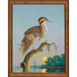 Benson Bond Moore (American, 1882-1974) , "American Bittern", oil on board, signed lower right, 18