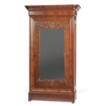 Louis Philippe Carved Mahogany Single Door Armoire , mid-19th c., stepped cornice, cabochon