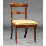 American Classical Mahogany Side Chair , 19th c., possibly New York, tablet crest, pierced slat,