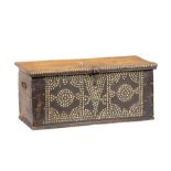 Spanish Colonial Seaman's Chest , elaborate brass nailhead decoration, bail handles , h. 13 in.,