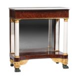 Very Fine American Classical Mahogany Pier Table , early 19th c., New York, reeded marble top,