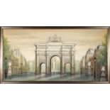 K. Chin (American, 1920-1995) , "Arc de Triomphe de l'Etoile", oil on canvas, signed lower left,