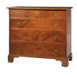 American Walnut Chest of Drawers , late 18th c., molded top, three short drawers over three