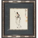 After Huang Shen (1687-1772)/Chinese School, 20th c ., "Scholar with Flower and Staff" and "Old