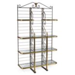 French Iron and Brass Baker's Rack , marked "...Paris, France", crest with sheaf of wheat scroll