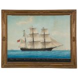 French School, mid-19th c ., "Barque Onwards of Yarmouth, N.L. Hayden Trefry Master, entering