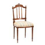 Antique Louis XVI-Style Carved Mahogany Ballroom Chair , laurel wreath crest, fluted stiles,