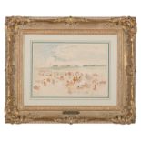Henri Baptiste Lebasque (French, 1865-1937) , "Beach Scene", watercolor and graphite on paper,