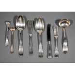Group of American Coin Silver Flatware , 19th c., various makers, incl. 2 "Olive Variant" pattern