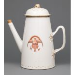 Chinese Export Porcelain "American Market" Coffee Pot , c. 1800, decorated in gilt and sepia enamels