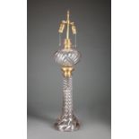 Large Baccarat-Style Glass Banquet Lamp , early 20th c., wick riser marked "Gaudard, Made in