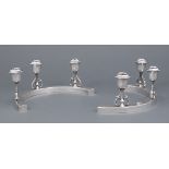 Pair of Modernist Sterling Silver Candleholders , J. Wagner & Son, New York, act. 1950-1965, h. 4
