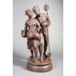 Bronze Figural Group of a Sailor Courting a Maiden , after Léon Pilet, signature inscribed on self-