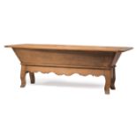 French Provincial Pine Dough Box on Stand , 19th c., bread-board top, dovetailed corners, shaped