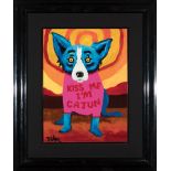 George Rodrigue (American/Louisiana, 1944-2013) , "Kiss Me I'm Cajun, Too!", 1992, oil on linen,