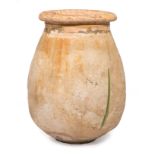 Stoneware Olive Jar , partially glazed rim, h. 25 in