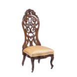 American Rococo Carved and Laminated Rosewood Slipper Chair , mid-19th c., attr. to John Henry