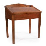 Antique Southern Pine Clerk's Desk , 19th c., pedimented gallery, lift top with galleried edge,