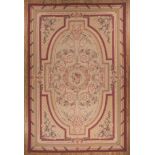 Aubusson Carpet , cartouche medallion, overall floral design, 11 ft. 8 in. x 18 ft