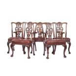Eight Antique George III Carved Mahogany Dining Chairs , incl. 2 arms and 6 side chairs, stamped "