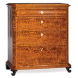 Antique Biedermeier Maple Chest of Drawers , late 19th c., inset molded top, with canted corners,