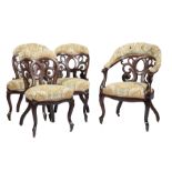 Eleven American Rococo Carved and Laminated Rosewood Dining Chairs , mid-19th c., attri. John