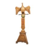 Antique Continental Carved and Polychromed Fruitwood "Eagle" Lectern , spreadwing eagle with wrought